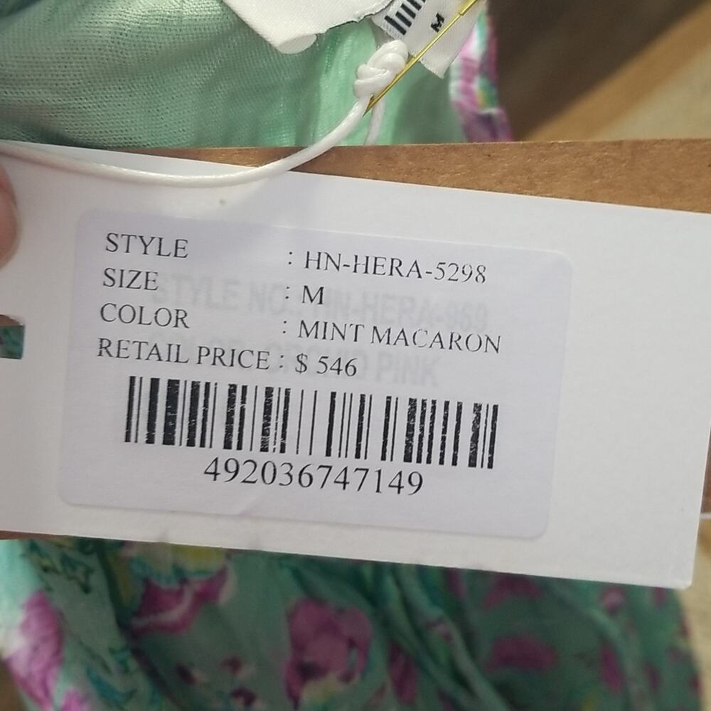 NWT Hemant & Nandita Hera Long Floral Dress Green Midi Medium $546 Retail - Picture 10 of 13